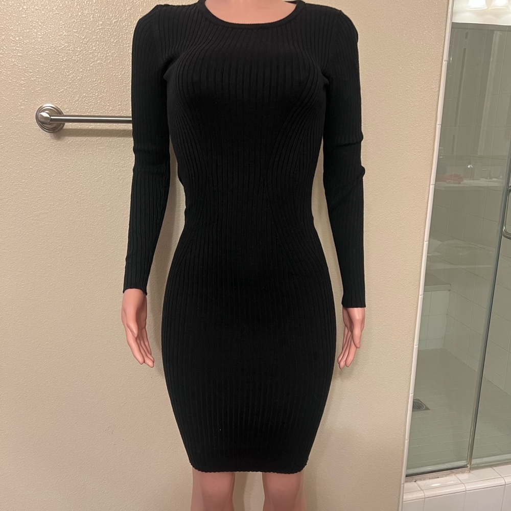 Chic Black Long Sleeve Knit Dress. Size S. Great Fit & Stretch!
